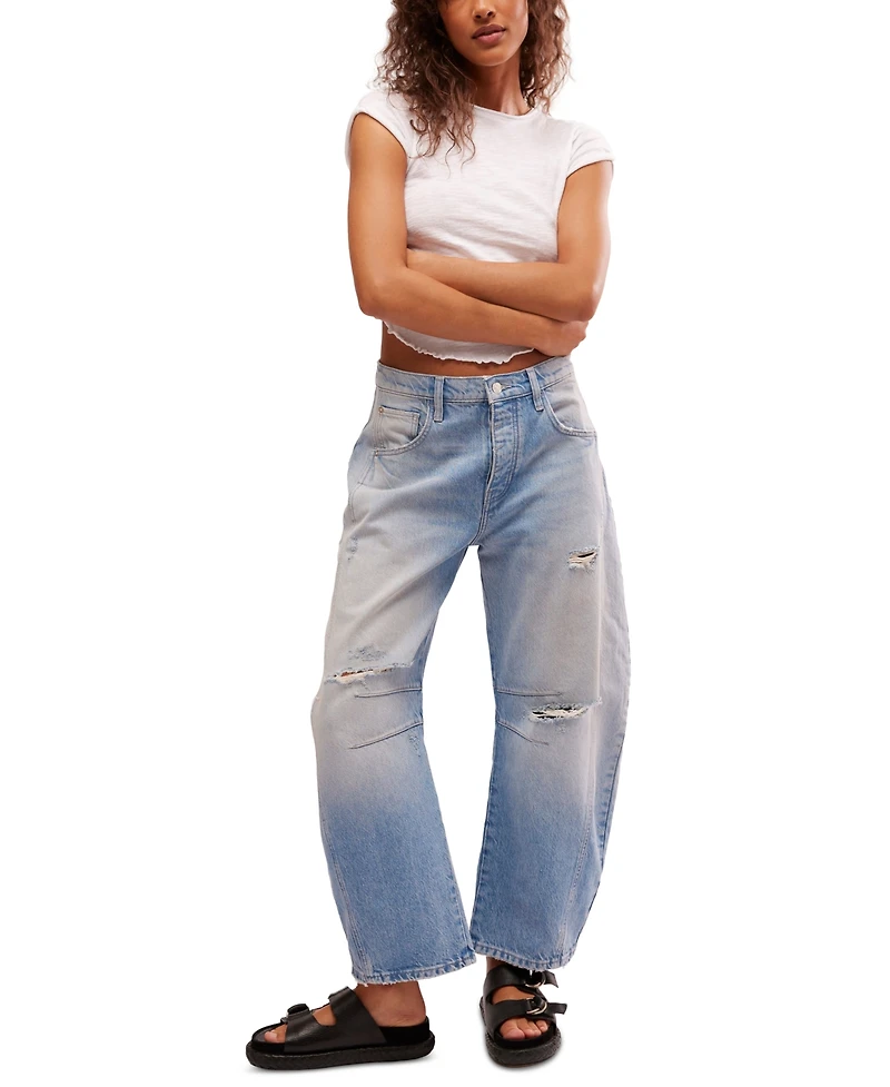 Free People Women's We The Free Good Luck Mid-Rise Barrel Jeans
