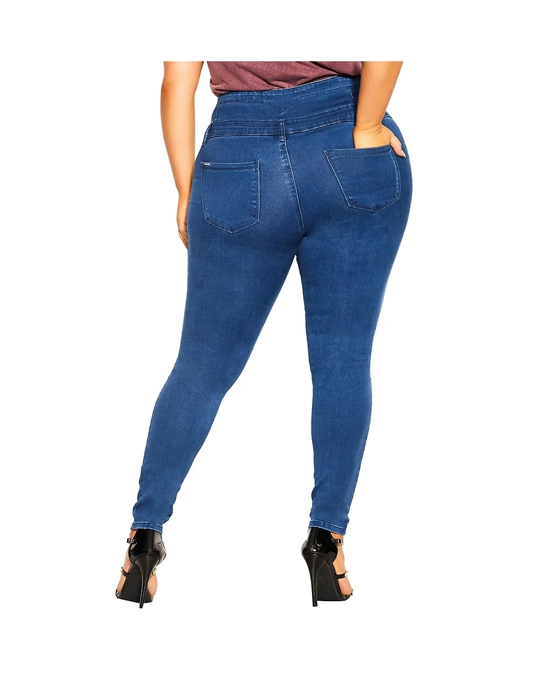 City Chic Plus Asha Rip Corset Skinny Jean