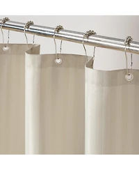 Host & Home Damask Shower Curtain Set with 12 Metal Rolling Rings, Weighted Hem, Rust-Proof Grommets, Fine 100% Polyester Yarn, 72x72, Three Proof Tre