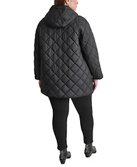 Dkny Plus Hooded Toggle-Front Quilted Coat
