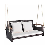 Sugift 2-Person Patio Rattan Porch Swing