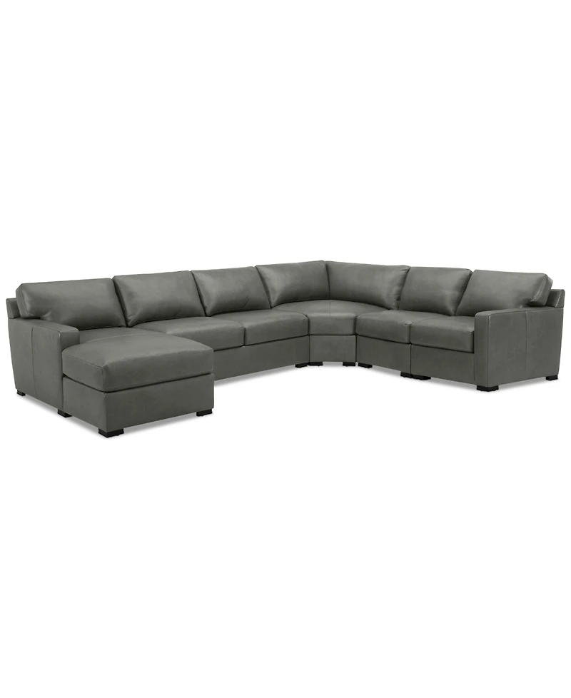 Radley 148" 5-Pc. Leather Wedge Modular Chase Sectional, Created for Macy's