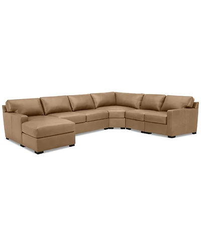 Radley 148" 5-Pc. Leather Wedge Modular Chase Sectional, Created for Macy's