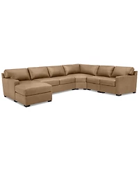 Radley 148" 5-Pc. Leather Wedge Modular Chase Sectional, Created for Macy's