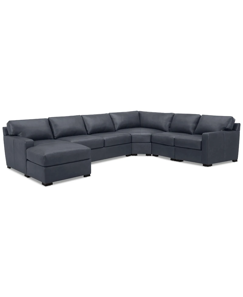 Radley 148" 5-Pc. Leather Wedge Modular Chase Sectional, Created for Macy's