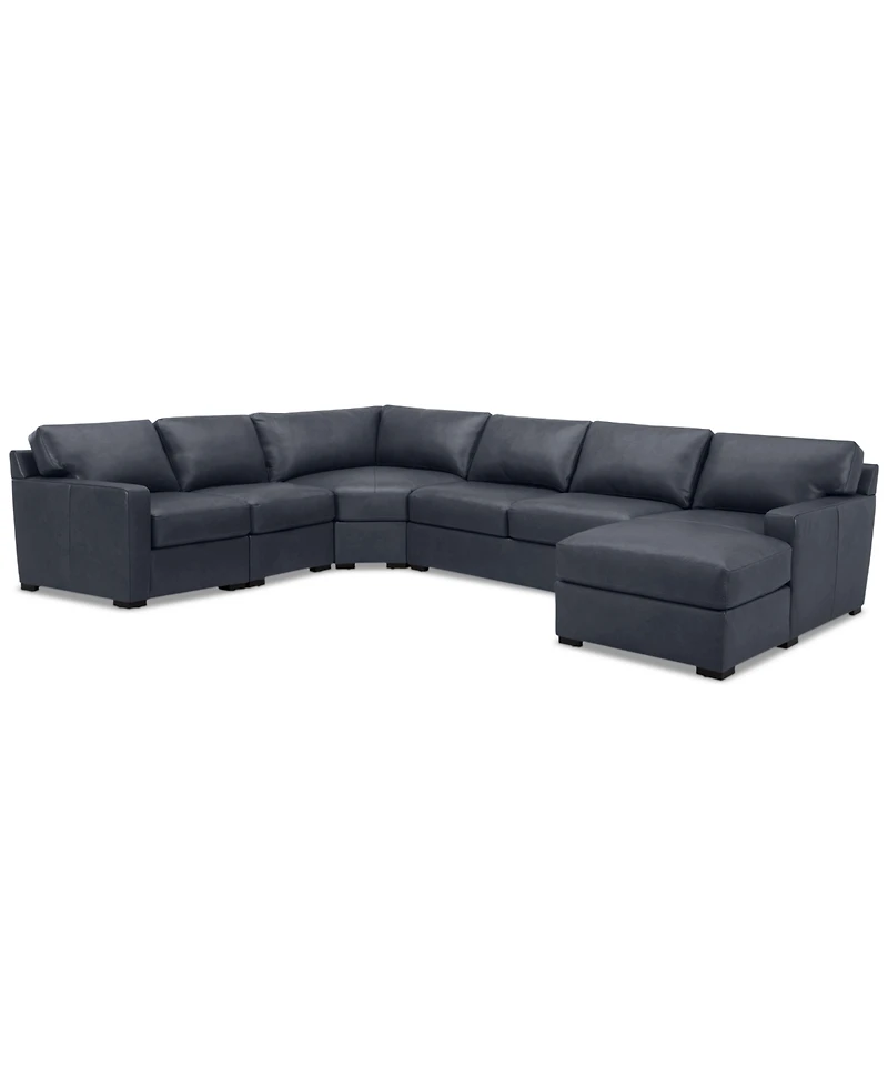 Radley 148" 5-Pc. Leather Wedge Modular Chase Sectional, Created for Macy's