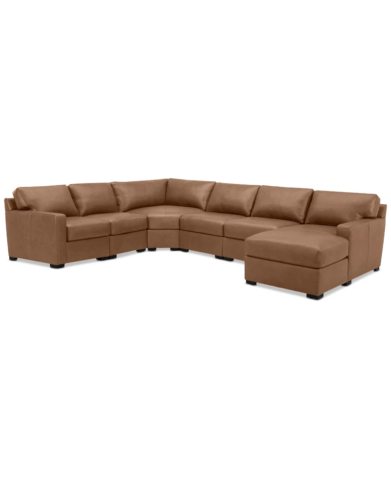 Radley 141" 6-Pc. Leather Wedge Modular Chaise Sectional, Created for Macy's