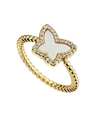 Unwritten Cubic Zirconia Mother of Pearl Butterfly Ring