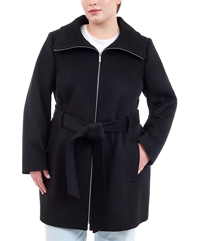Michael Kors Plus Belted Zip-Front Coat, Created for Macy's