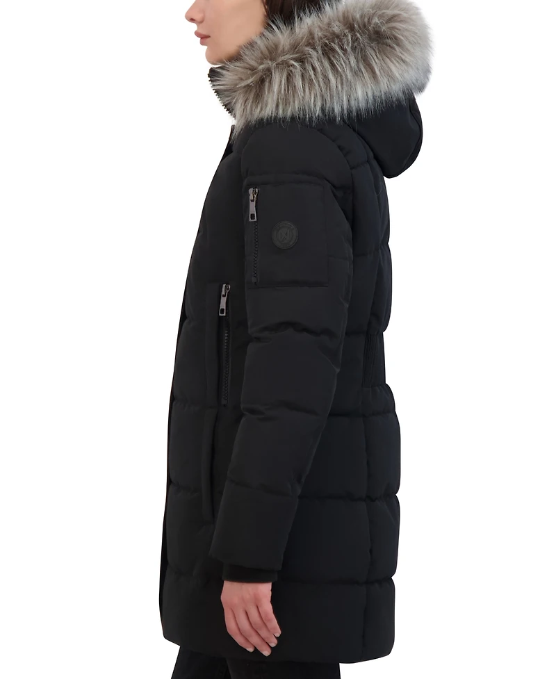 Nautica Women's Faux-Fur-Trim Hooded Puffer Coat