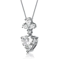 Sophisticated Sterling Silver White Gold Plated with Colored Heart Shaped Cubic Zirconia Pendant