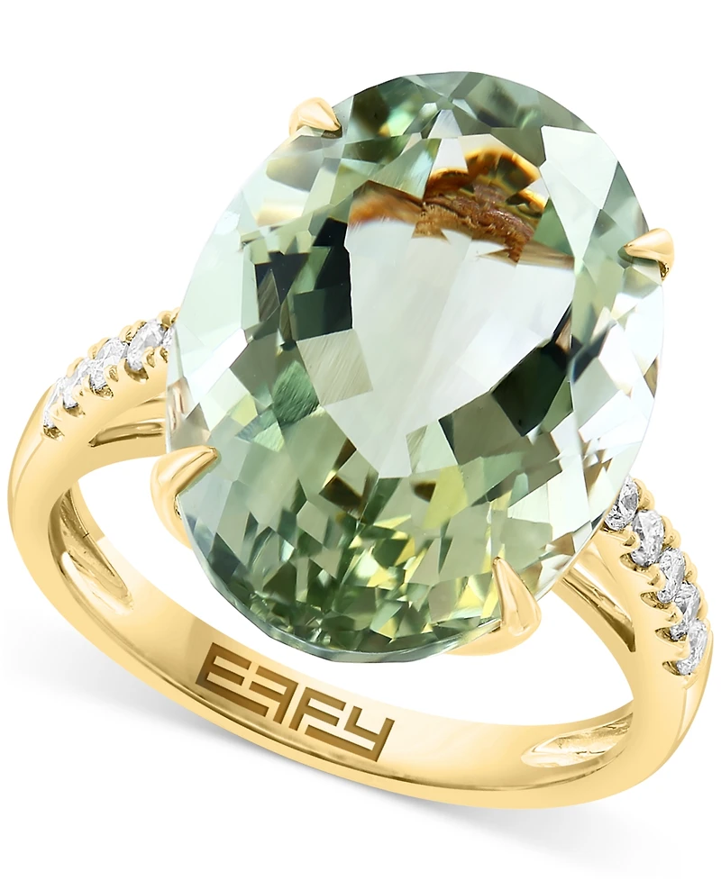 Effy Green Quartz (12-1/10 ct. t.w.) & Diamond (1/5 ct. t.w.) Statement Ring in 14k Gold
