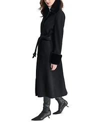 Dkny Women's Faux-Fur-Trim Single-Breasted Belted Coat