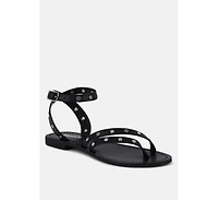 Oprah Womens Studs Embellished Flat Sandals