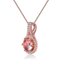 Sterling Silver 18K Rose Gold Overlay Champagne Cubic Zirconia Pendant