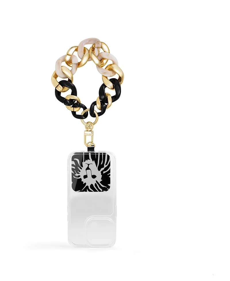 Anne Klein Women's Black and Ivory Acetate with Gold-Tone Alloy Metal Chain Link Wrist Strap designed for iPhone