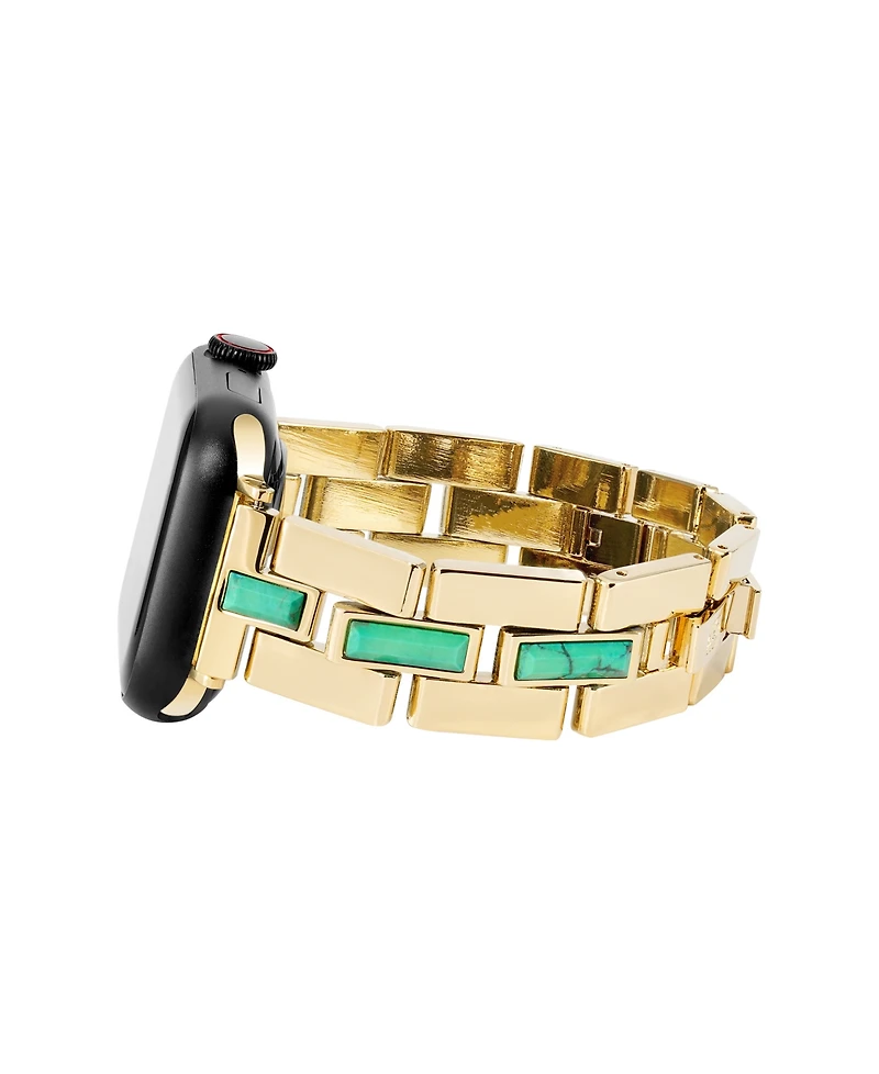 Anne Klein Women's Gold-Tone Alloy Metal Bracelet with Genuine Turquoise designed for Apple Watch 42mm (Series 10) & 38/40/41mm