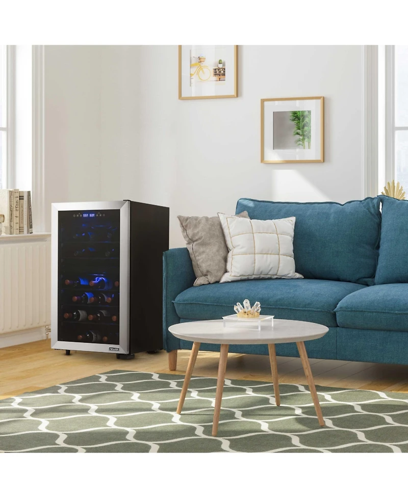Newair Freestanding 43 Bottle Dual Zone Compressor Wine Fridge in Stainless Steel, Adjustable Racks and Exterior Digital Thermostat