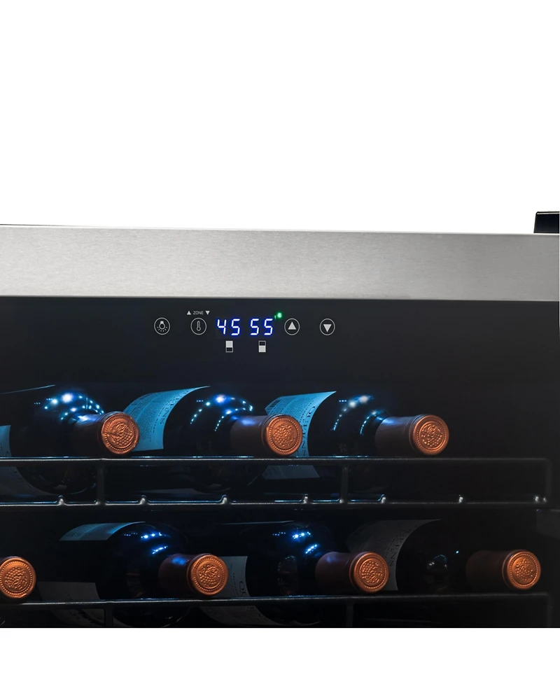 Newair Freestanding Bottle Dual Zone Compressor Wine Fridge with Low-Vibration Ultra-Quiet Inverter Compressor