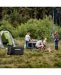 Newair 12V/24V Dc Portable 80 Qt. Electric Car Camping Cooler with 3 Battery Protection Modes, Dual Zone Fridge and Freezer, Reversible Doors and Lg C