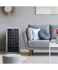 Newair Freestanding 27 Bottle Compressor Wine Fridge in Stainless Steel, Adjustable Chrome Racks and Exterior Digital Thermostat