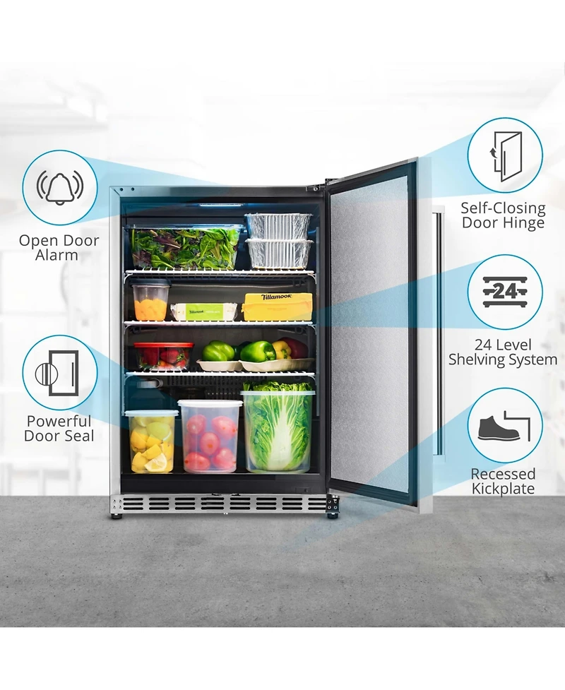 Newair 24" 5.3 Cu. Ft. Commercial Stainless Steel Built-in Beverage Refrigerator, Steel Interior, Weatherproof and Outdoor Rated