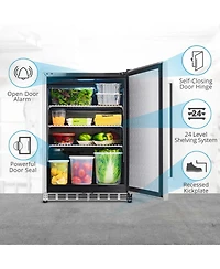 Newair 24" 5.3 Cu. Ft. Commercial Stainless Steel Built-in Beverage Refrigerator, Steel Interior, Weatherproof and Outdoor Rated