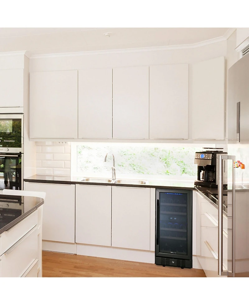 Newair Freestanding 28 Bottle Dual Zone Compressor Wine Fridge in Stainless Steel, Adjustable Racks and Exterior Digital Thermostat