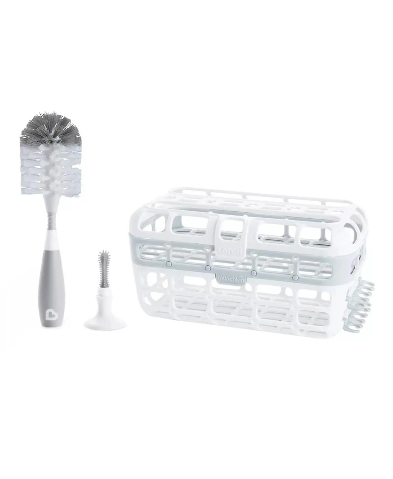 Munchkin High Capacity Drying Rack with Bristle Bottle Brush, Grey