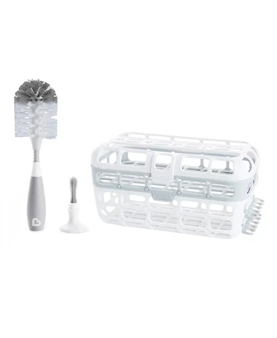 Munchkin High Capacity Drying Rack with Bristle Bottle Brush, Grey