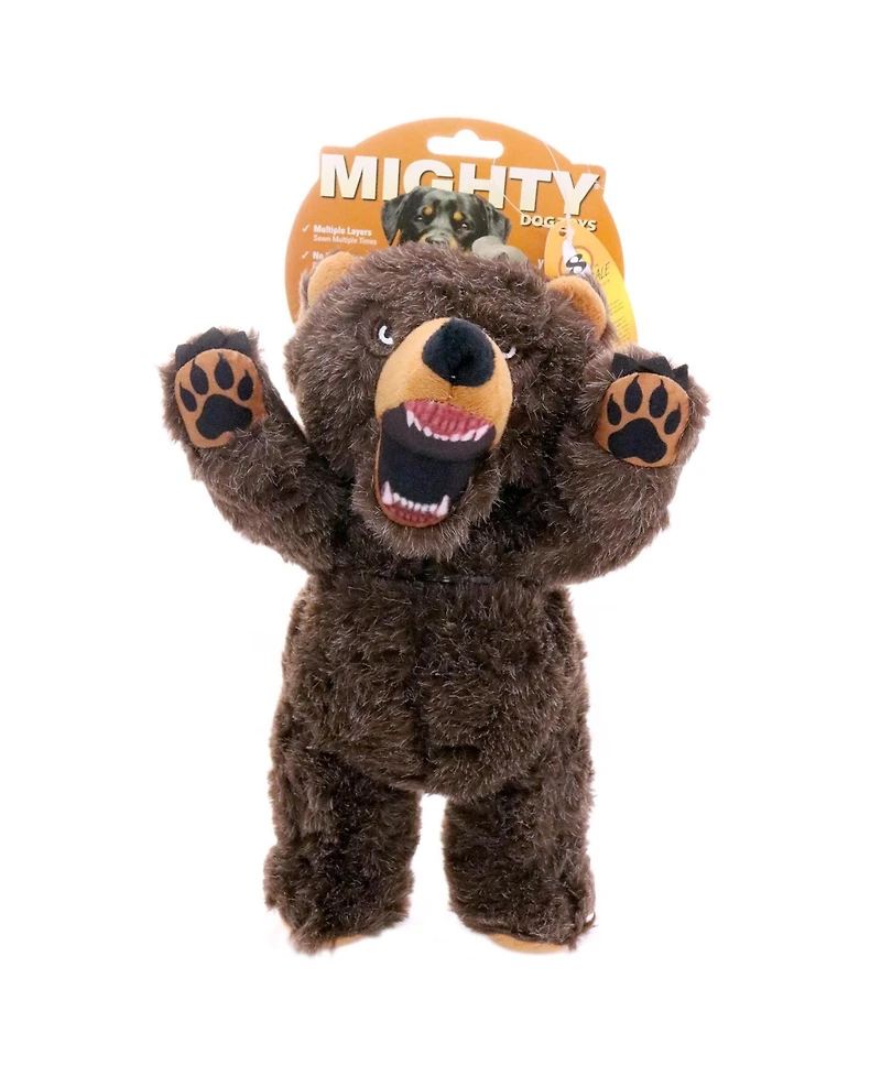 Mighty Angry Animals Bear, Durable Plush Squeaky Dog Toy