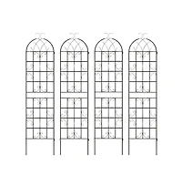 Slickblue 2 Pack Metal Garden Trellis Decorative for Climbing Plants-Black