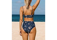 Cupshe Women's Ditsy Floral Bikini Top & High-Rise Bottoms Set