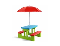 Slickblue Kids Picnic Folding Table and Bench with Umbrella