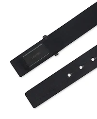 Calvin Klein Men's Ultra-Modern Inlaid Plaque-Buckle Logo Belt