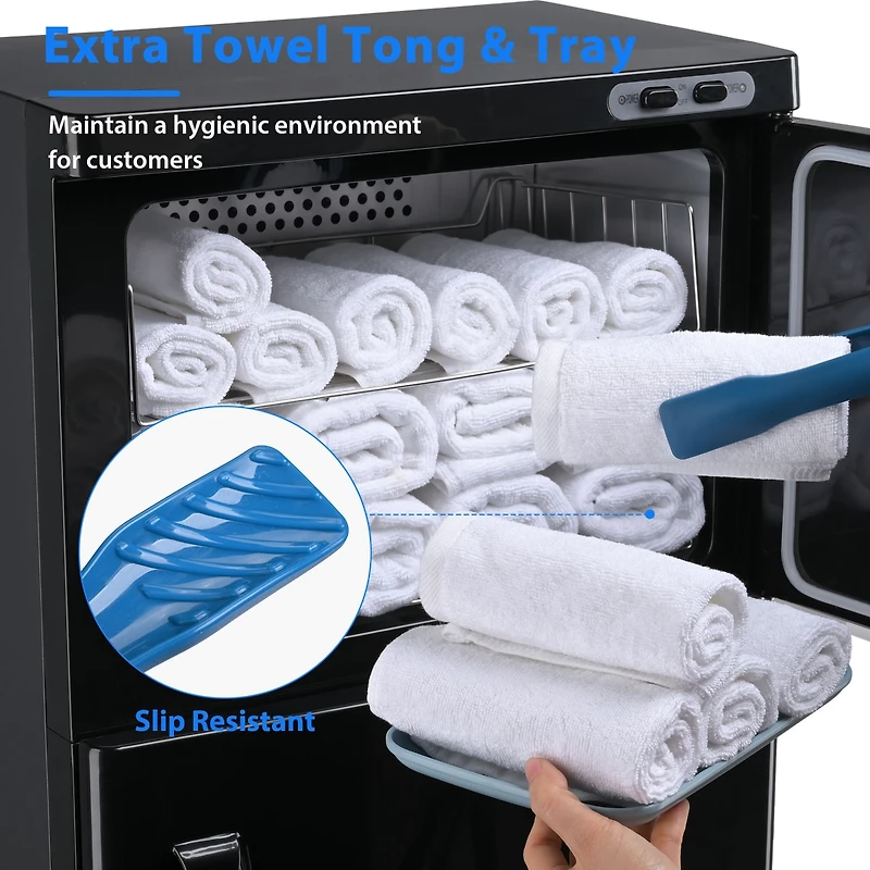46L 2in1 Dual Cabinet Towel Warmer Uv Sterilizer with 4 Racks for Salon Hotel