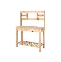 Slickblue Large Garden Potting Bench Table with Display Rack and Hidden Sink-Natural
