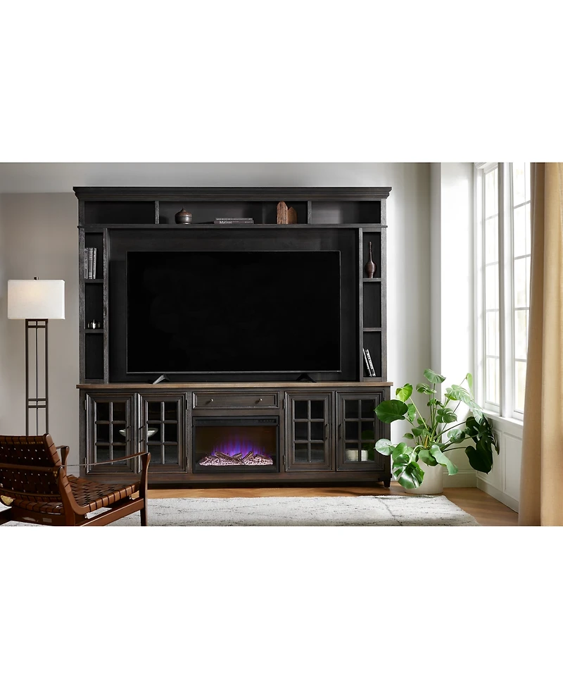 96" Dawnwood 3PC Tv Console Set (96" Console, Hutch and Fireplace)