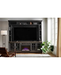 96" Dawnwood 3PC Tv Console Set (96" Console, Hutch and Fireplace)