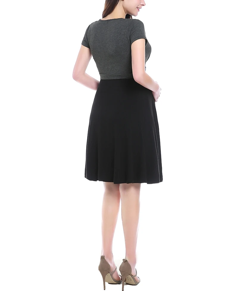 kimi + kai Maternity V-Neck Faux Wrap Nursing Dress