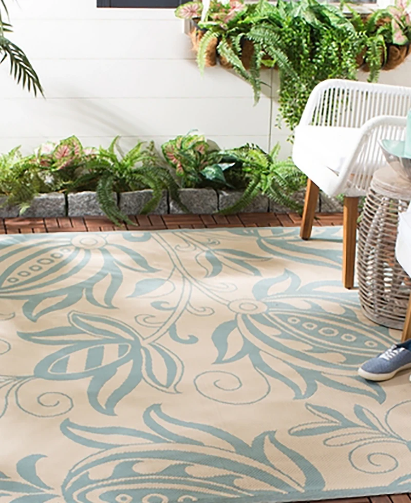 Safavieh Courtyard CY6109 Cream and Aqua 5'3" x 7'7" Outdoor Area Rug