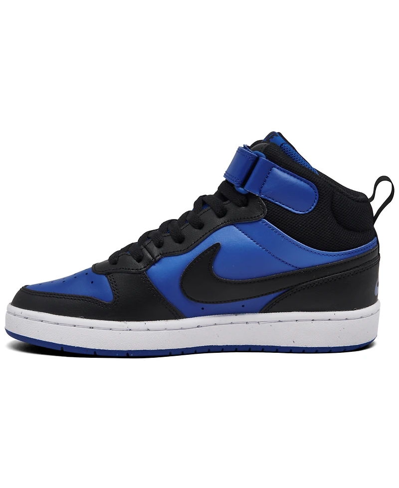 Nike Big Boys' Court Borough Mid 2 Fastening Strap Casual Sneakers from Finish Line
