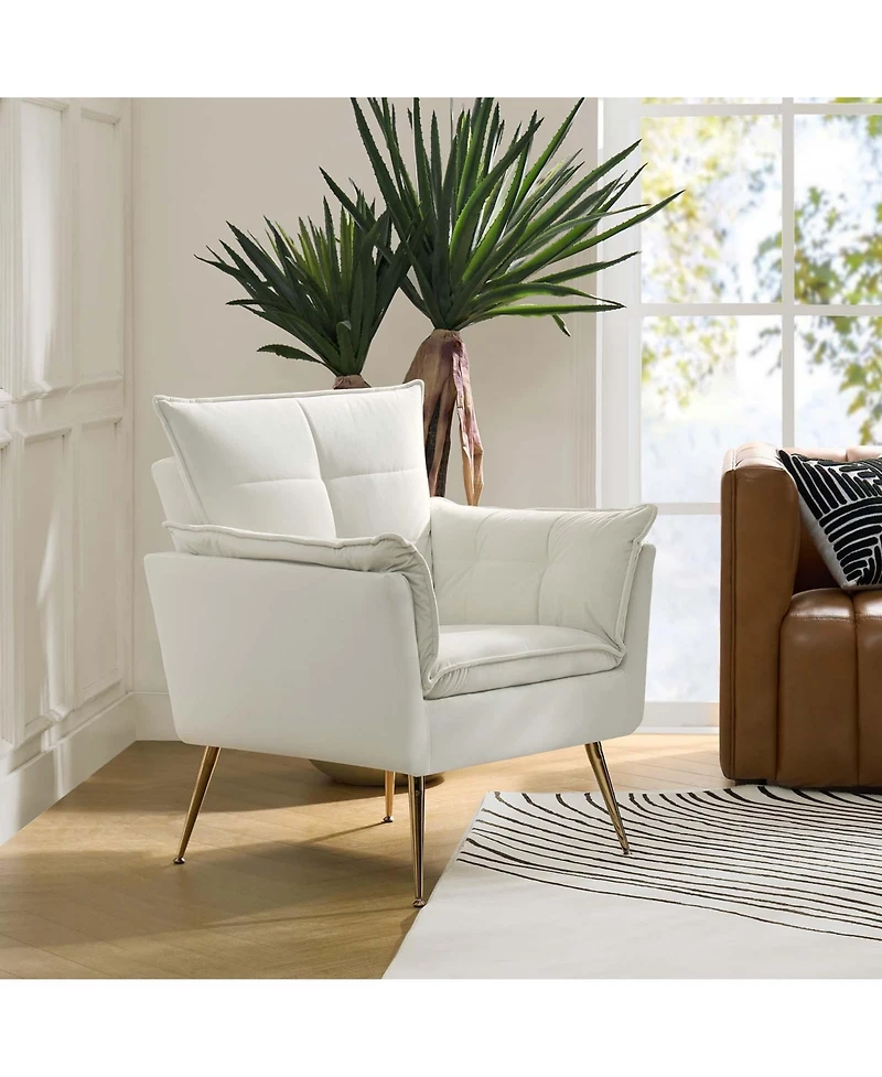 Velvet Accent Chair with Gold Legs for Living Room Bedroom