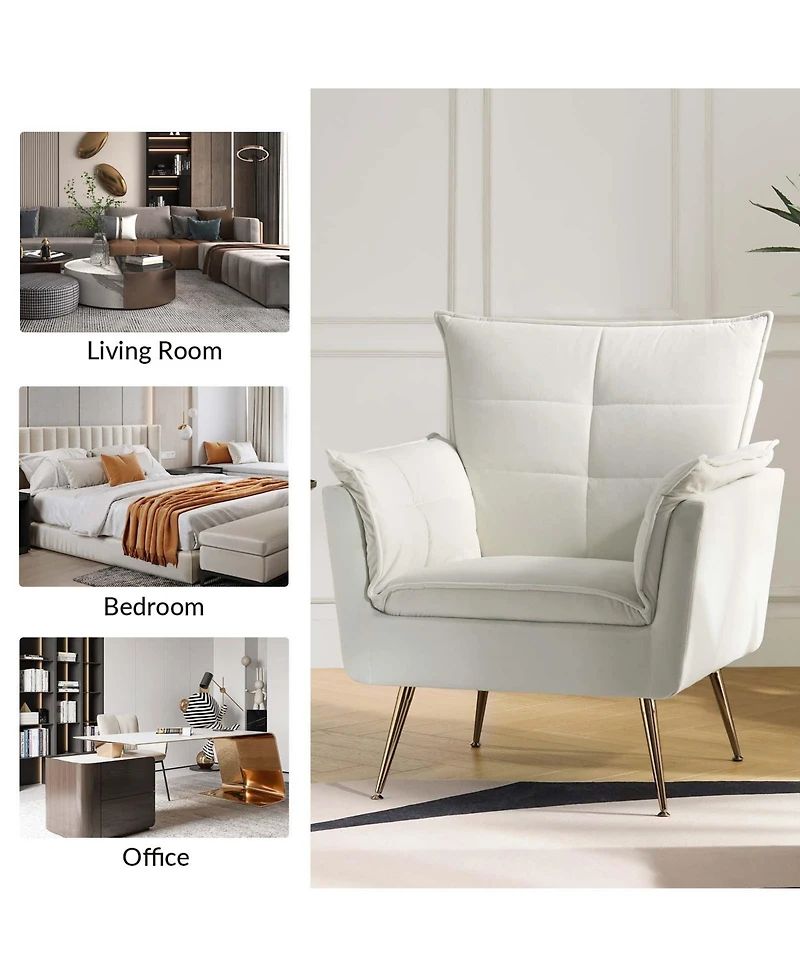 Velvet Accent Chair with Gold Legs for Living Room Bedroom