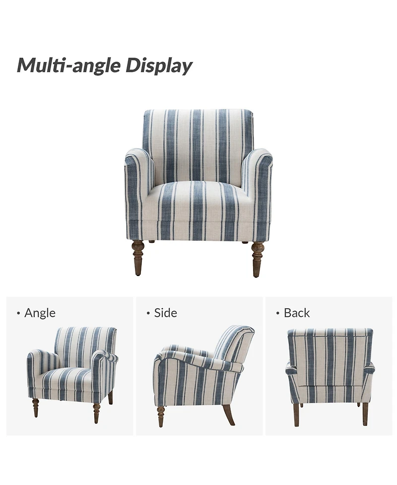 Erdahl Contemporary Arm Chair Stripe with wooden legs