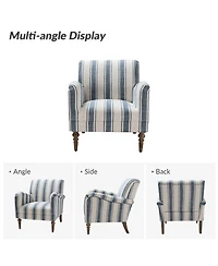 Erdahl Contemporary Arm Chair Stripe with wooden legs