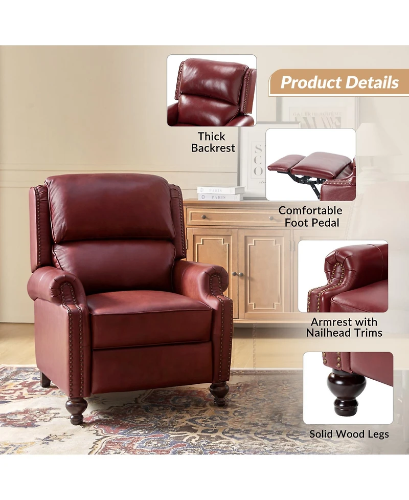 Franco Genuine Leather Manual Recliner