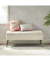 Modern Velvet Storage Ottoman Bench for Living Room Dining