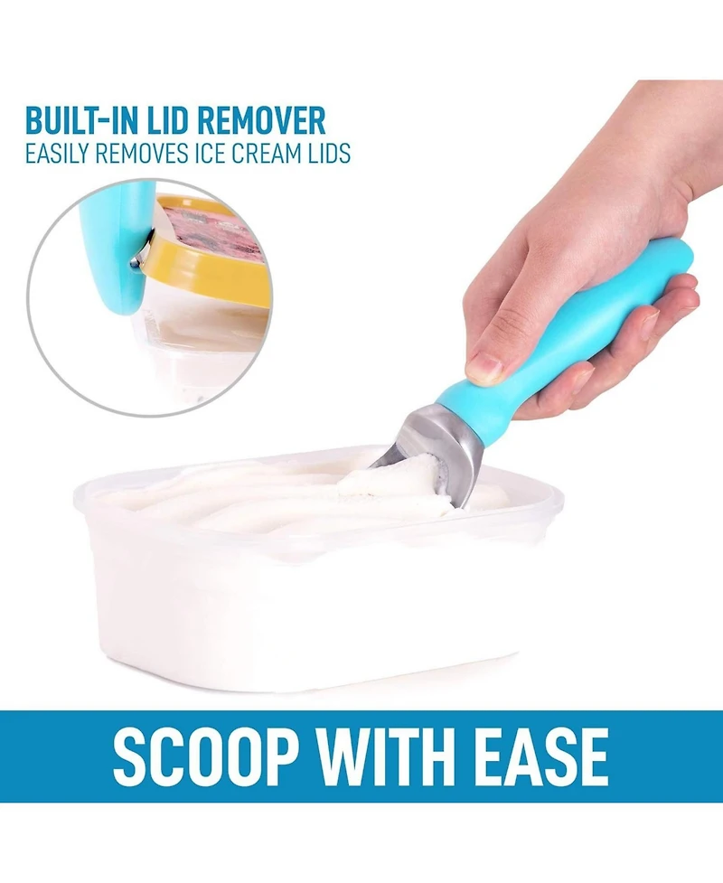 Ice Cream Scoop with Soft Easy Grip Handle and Built-in Lid Opener