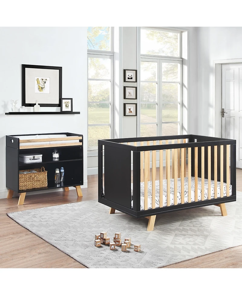 Suite Bebe Livia 3-in-1 Convertible Island Crib Black/Natural